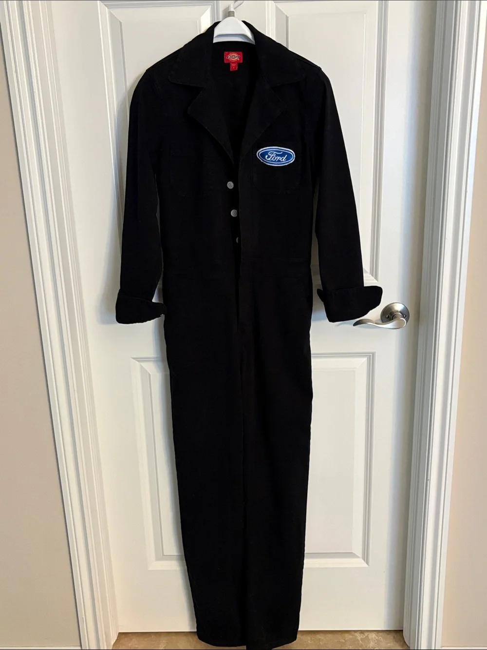 Dickies Black Long Sleeve Jumpsuit Coveralls with Ford Patch size Small Denim